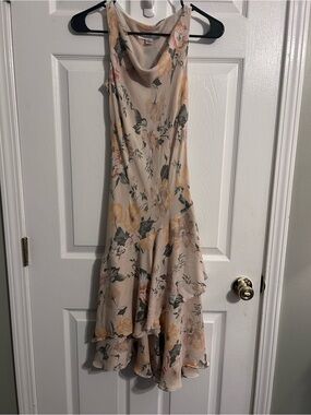 Vintage Petite Sophisticate Floral Cowl Neck Midi Dress